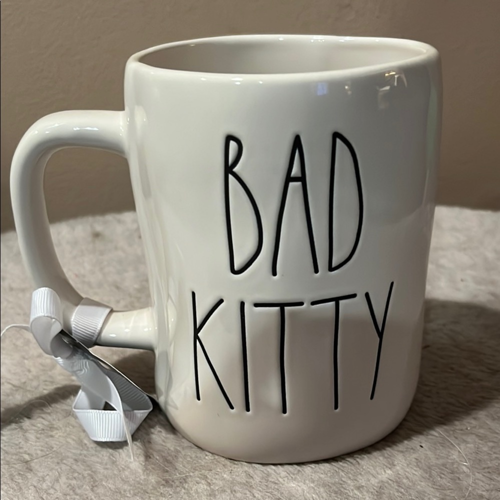 Rae Dunn lion king “Bad Kitty' Mug - White